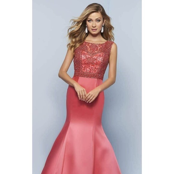 Splash Mermaid Grad Prom Dress J781 Coral - Picture 1 of 3
